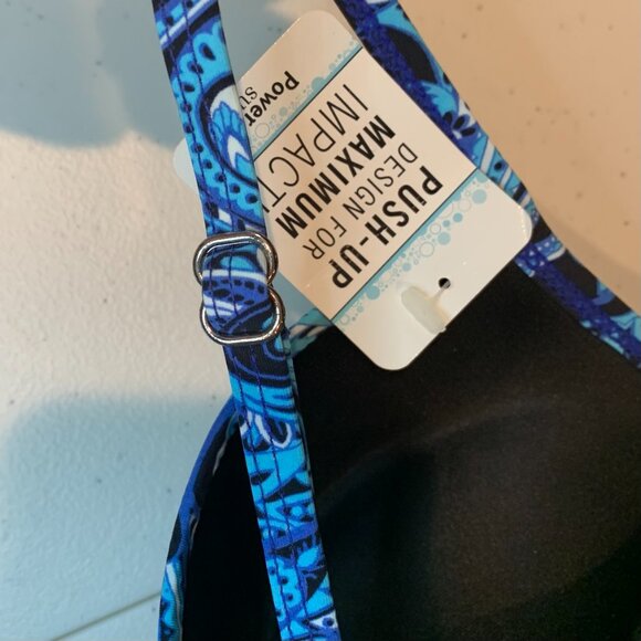 Assets Spanx Push Up Tankini Top Womens Sz S NEW Paisley Blue Slimming Vacation - Picture 7 of 12